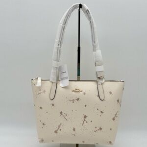 Coach Fiona Zip Tote Bag With Star Print Chalk
